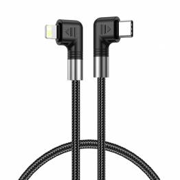  USB-C till Lightning-kabel med vinkel 0,5m - 30W - svart flätad