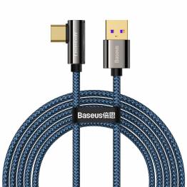Legendary hållbar gamer USB till USB-C kabel med vinkel - 2m - Blå