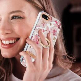  Skyddande iPhone 12 Pro Max-skal med fingerhållare - Pink gardenia