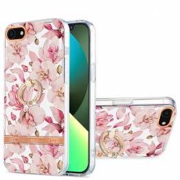 Skyddande iPhone 12 Pro Max-skal med fingerhållare - Pink gardenia