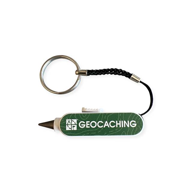 Geocaching utdragbar evighetspenna med nyckelring