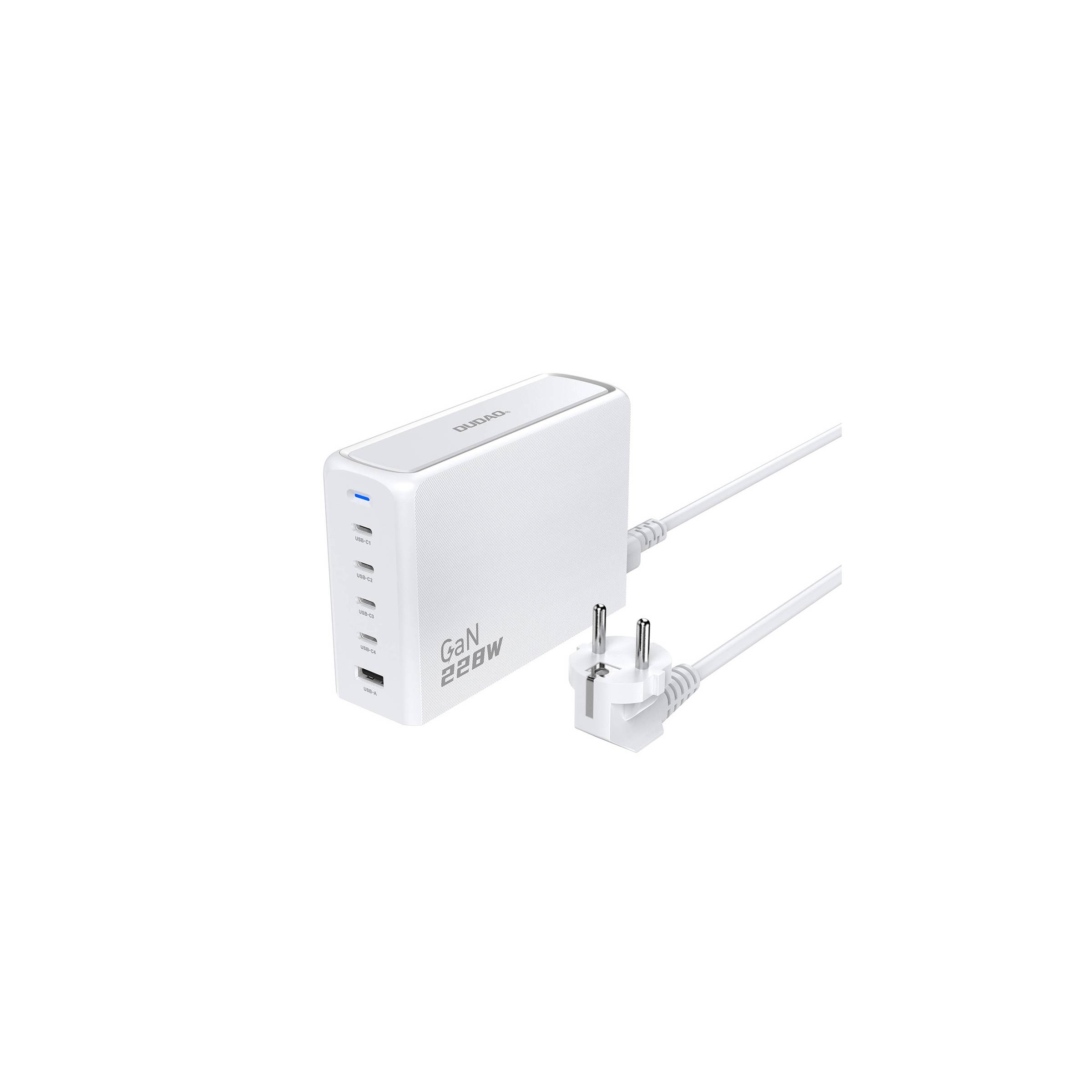 Dudao Gan 5 Port Pd 4x Usb C Och 1x Usb A 228w Laddare Vit