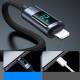 Joyroom vävt USB till Lightning-kabel med display - 1,2m - Svart