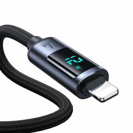  Joyroom vävt USB till Lightning-kabel med display - 1,2m - Svart