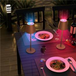  Uppladdningsbar och vattentät RGBW LED-bordslampa med färgat ljus och touchkontroll - Brons