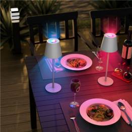  Uppladdningsbar och vattentät RGBW LED-bordslampa med färgat ljus och touchkontroll - Vit