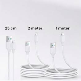  Joyroom 3-pack USB till Lightning-kabel - 0,25m, 1m och 2m - Vit