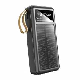 Dudao solcell powerbank med Lightning, microUSB, USB och USB-C kablar - 20.000 mAh