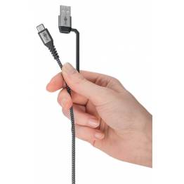  Goobay 2-i-1 tåligt flätat multikabel USB/USB-C till USB-C - 60W - 2 meter