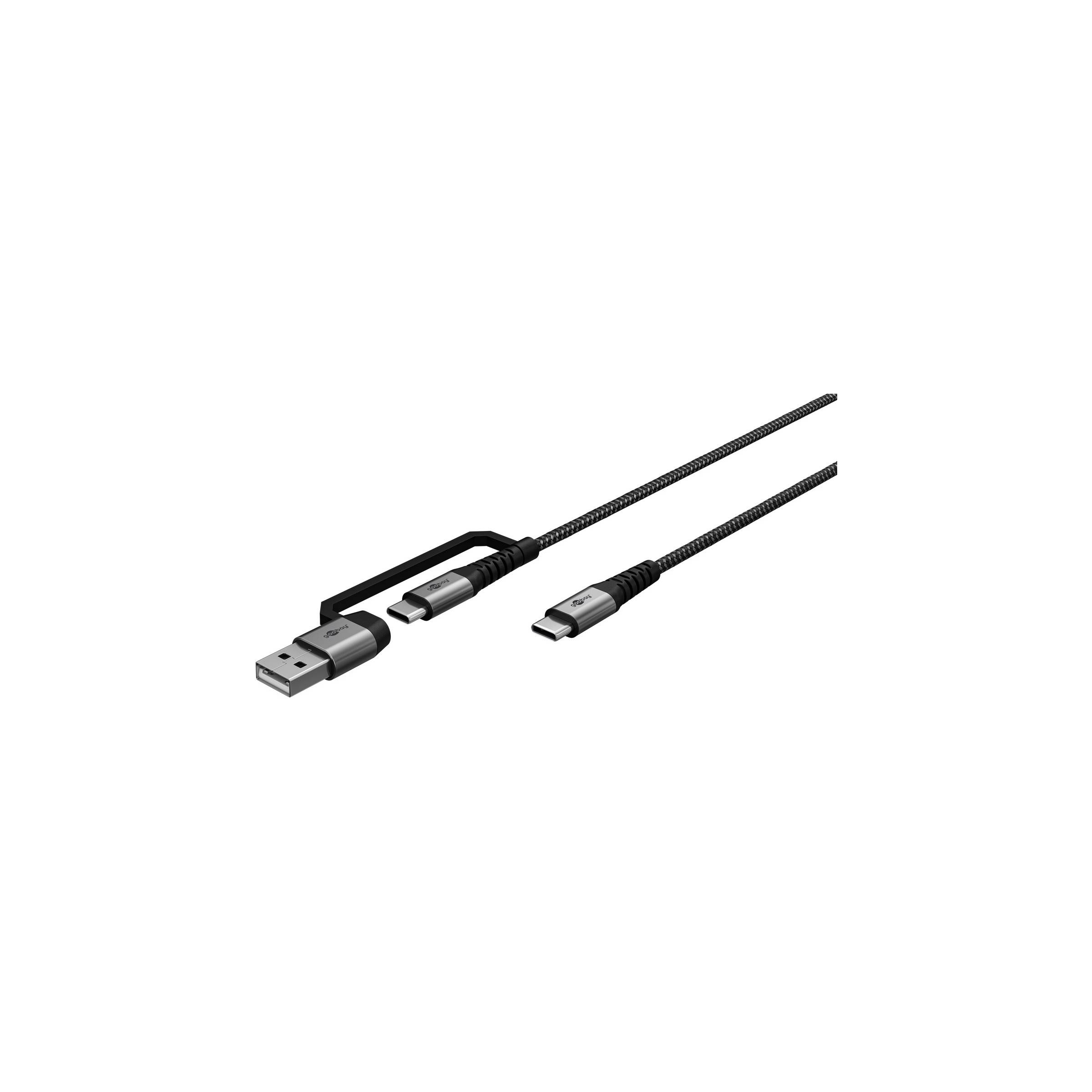 Goobay 2 I 1 Tåligt Flatat Multikabel Usb/usb C Till Usb C 60w 3 Meter