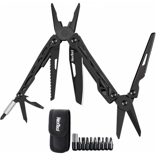 NexTool Black Knight multitool 11-i-1 med 9 bits - Svart