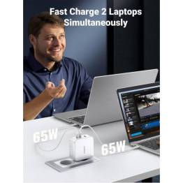  Ugreen Nexode 3-port USB-C/USB 140W PD Mac-laddare med 1,5m USB-C-kabel - Vit