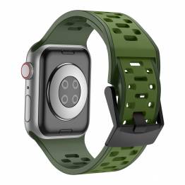  2-färgad silikonrem till Apple Watch 42/44/45/49mm - Army grön/Grön