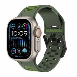 2-färgad silikonrem till Apple Watch 42/44/45/49mm - Army grön/Grön