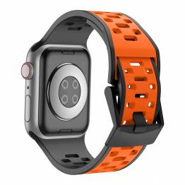  2-färgad silikonrem till Apple Watch 42/44/45/49mm - Svart/Orange