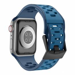  2-färgad silikonrem till Apple Watch 42/44/45/49mm - Navy blå/Blå