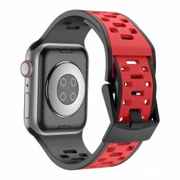  2-färgad silikonrem till Apple Watch 42/44/45/49mm - Svart/Röd