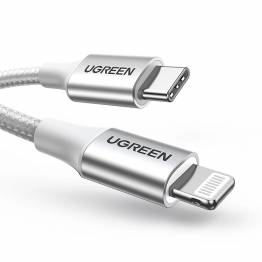  Ugreen vävd USB-C till Lightning-kabel - MFi - 1m - Silver