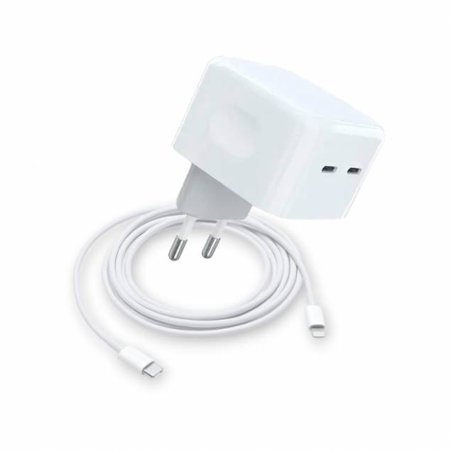 35W Strømadapter til iPhone - USB-C - Hvid - EU - OEM Kvalitet