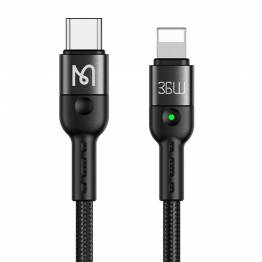  Mcdodo USB-C till Lightning spiral kabel från 43 till 180 cm - Svart vävd