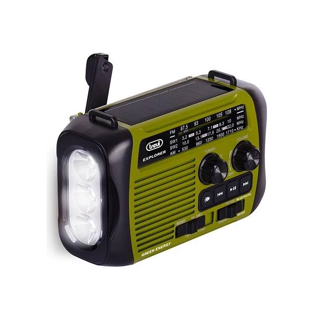 Trevi Explorer nödradio med vev, Bluetooth, lampa och powerbank - Grön