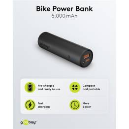  Goobay powerbank för cykel, sparkcykel osv. med ficklampa - 5.000 mAh