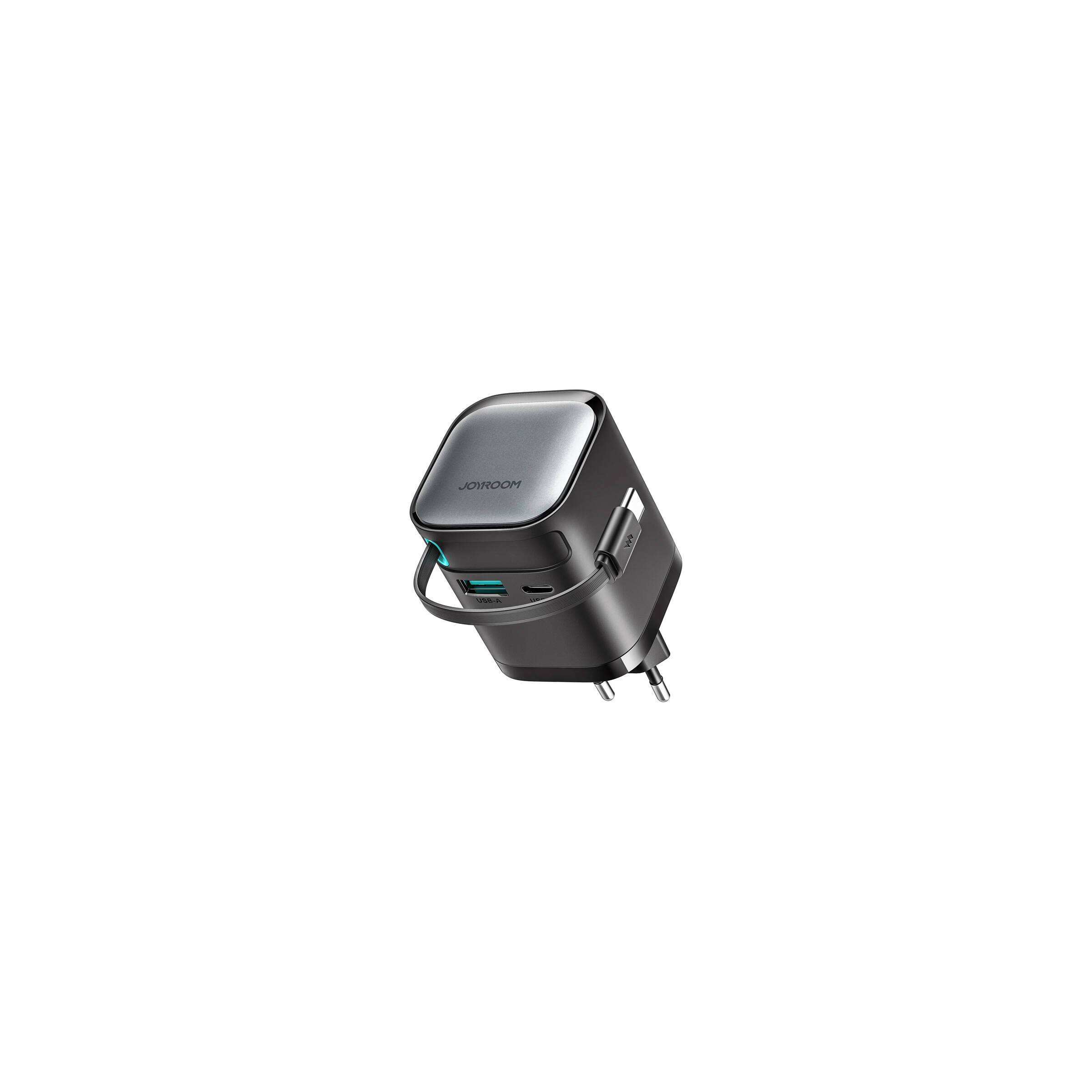 Joyroom 65w Gan Pd Laddare Med Utdragbar Usb C Kabel Och Usb C/usb A Portar