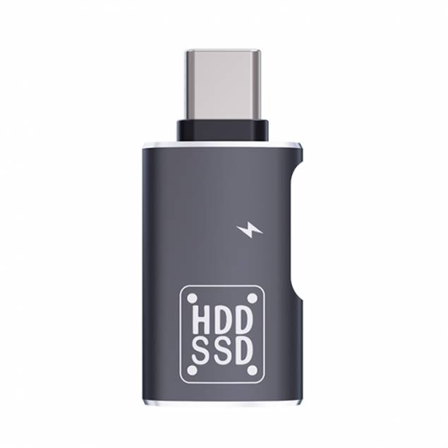 USB-A hona till USB-C hane med USB-C port för 15W laddning - Svart