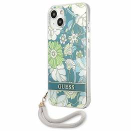  Guess GUHCP13SHFLSN iPhone 13 mini grøn hardcase med blomstret rem