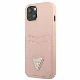  Guess iPhone 13 mini pink hardcase SaffianoTriangle Logo Med kortplads