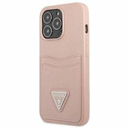  Guess iPhone 13 Pro Max pink hardcase Saffiano Triangle Logo kortholder