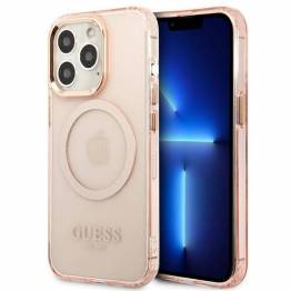 Guess Guld Kant Translucent MagSafe Cover til iPhone 13 Pro Max - pink