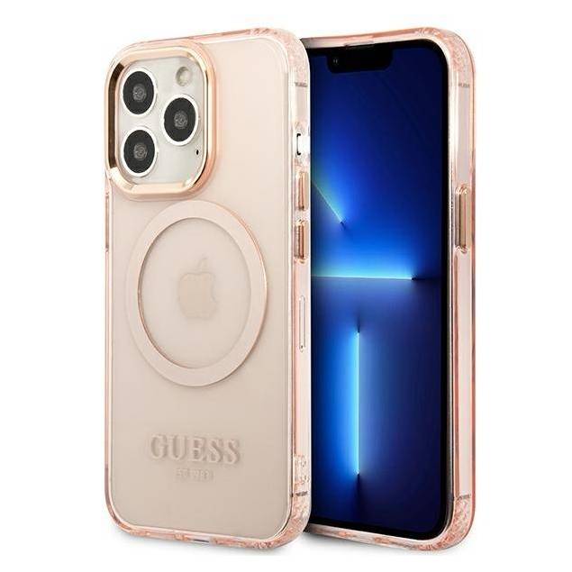 Guess Guld Kant Translucent MagSafe Cover til iPhone 13 Pro Max - pink