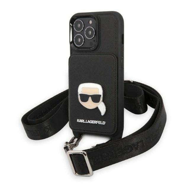 Karl Lagerfeld iPhone 13 Pro / 13 Hardcase Saffiano Metal Karl Head