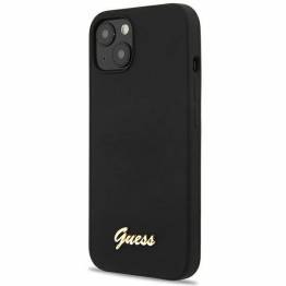 Guess iPhone 13 sort hardcase silikone script guld logo