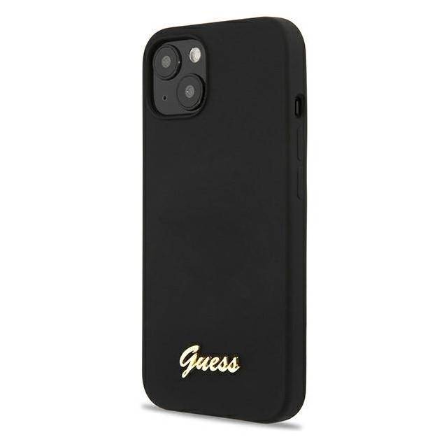 Guess iPhone 13 sort hardcase silikone script guld logo