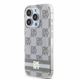  DKNY IML Ternet Mono Mønster & Trykte Striper MagSafe cover til iPhone 13 Pro Max - beige