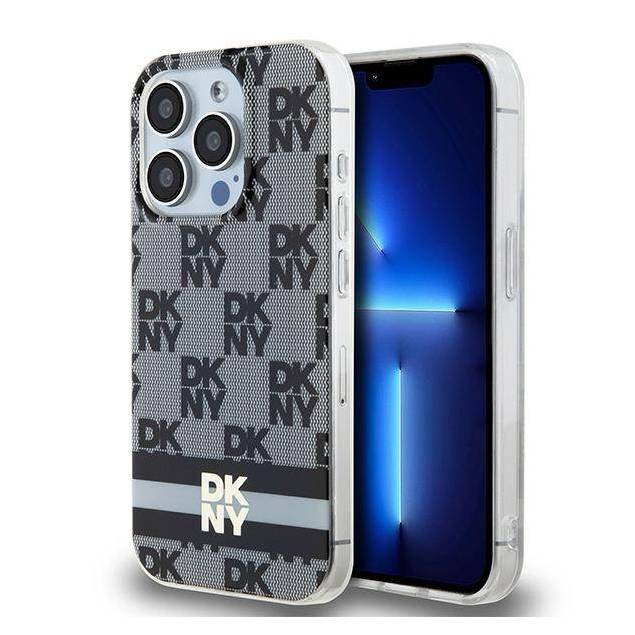 DKNY IML Ternet Mono Mønster & Med striber MagSafecover til iPhone 13 Pro Max - Sort