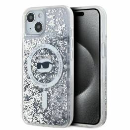 Karl Lagerfeld Liquid Glitter Choupette Head MagSafe cover til iPhone 13 - transparent