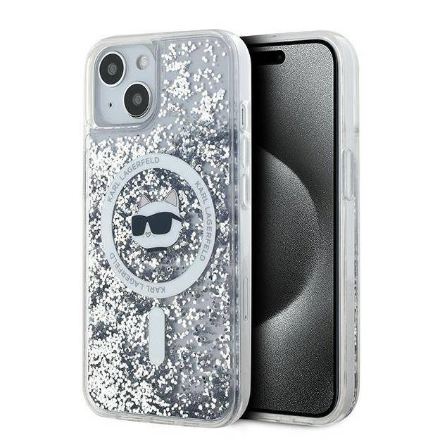 Karl Lagerfeld Liquid Glitter Choupette Head MagSafe cover til iPhone 13 - transparent