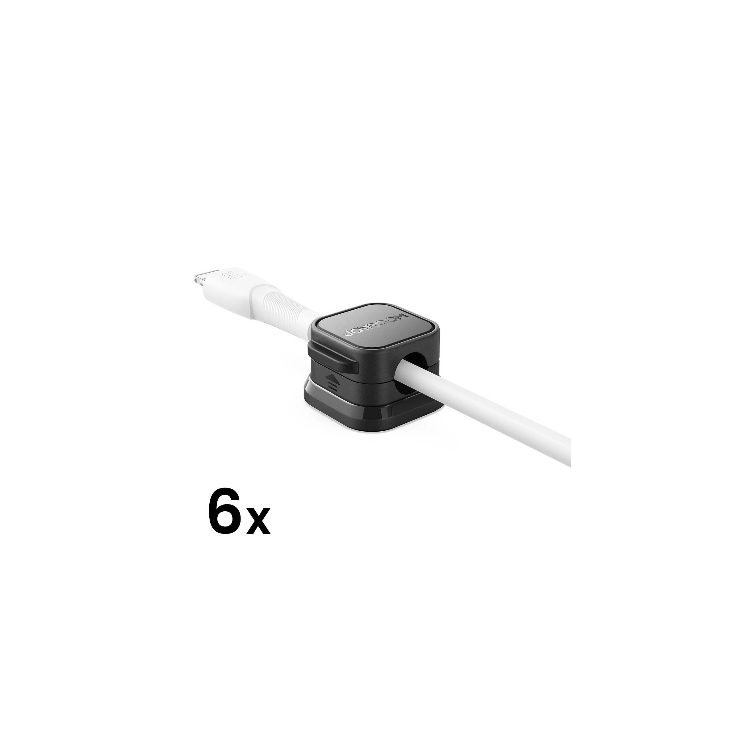 Joyroom 6 X Magnetiska Kabelhållare Med Sjalvhaftande Bas Svart