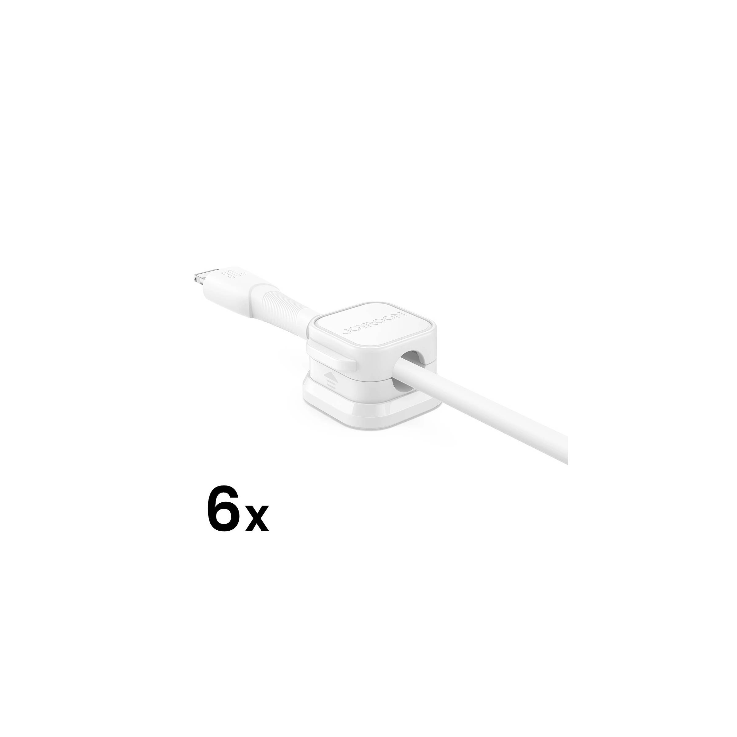 Joyroom 6 X Magnetiska Kabelhållare Med Sjalvhaftande Bas Vit