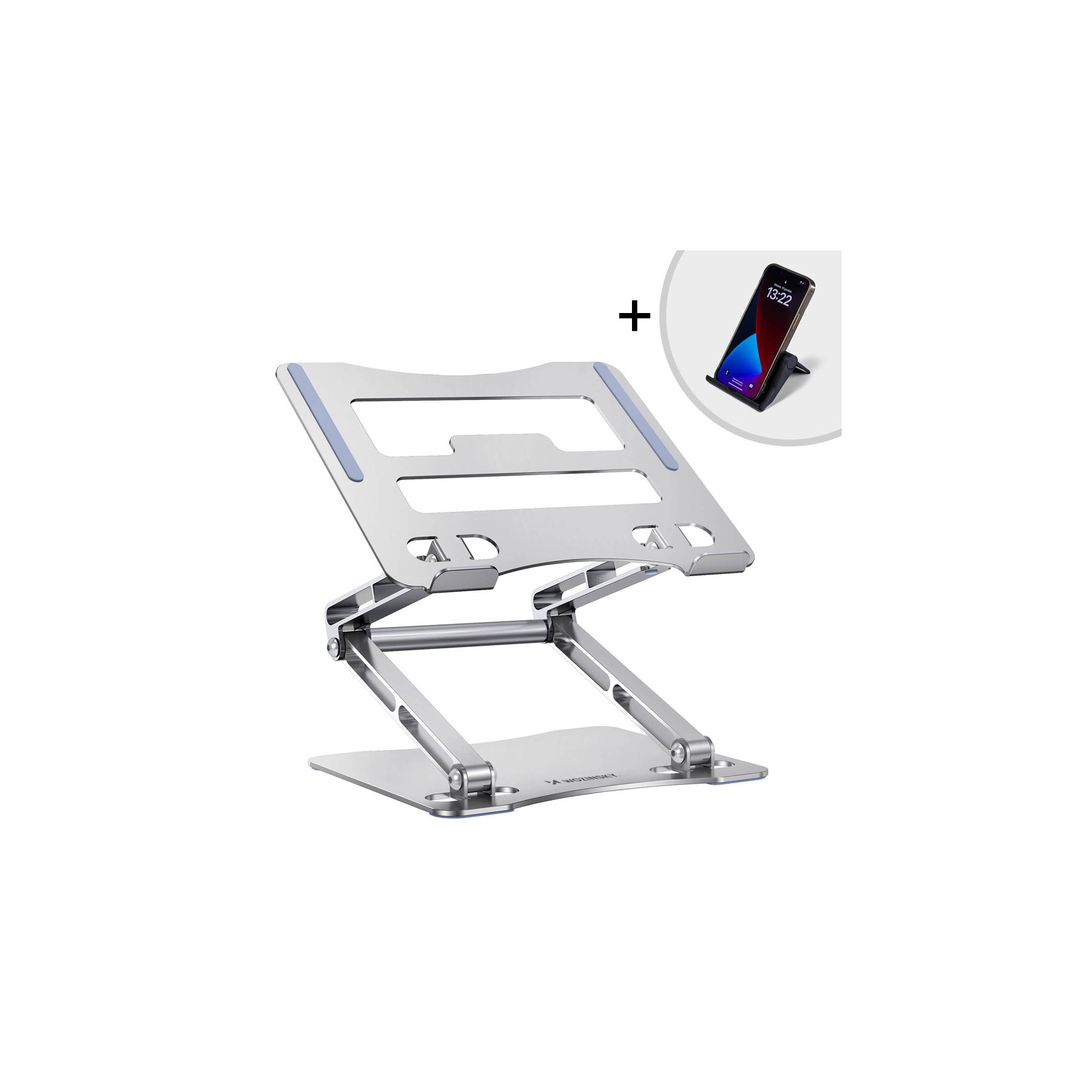 Robust Och Flexibel Laptopstall Inkl Mobilhållare Upp Till 52 Cm Silver
