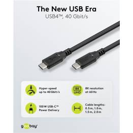  Goobay USB-C kabel 100W PD - USB4 - 40 Gbit/s - 2m - Svart