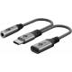 Goobay USB-C till Mini jack 3.5mm hona och USB-C hona - 60W - 17cm