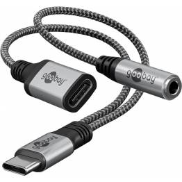 Goobay USB-C till Mini jack 3.5mm hona och USB-C hona - 60W - 17cm