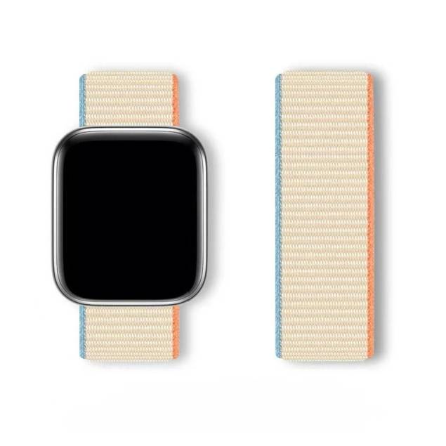 Sport nylon Loop rem till Apple Watch Ultra samt Watch 44/45/46/49mm - Beige/Blå/Orange