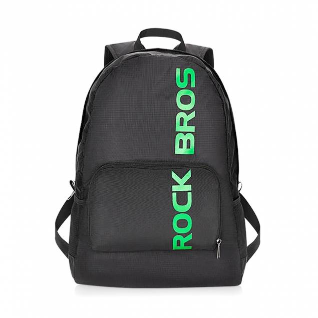 RockBros hopfällbar ryggsäck - 18l - 46x38cm - Svart med grönt logo