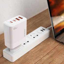  Dudao GaN 65W PD-laddare 2x USB-C / 2x USB - Vit