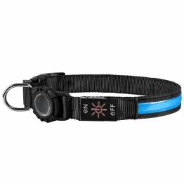 Vattentätt LED-halsband med AirTag-hållare för hund - Rosa - 38-60cm - Large